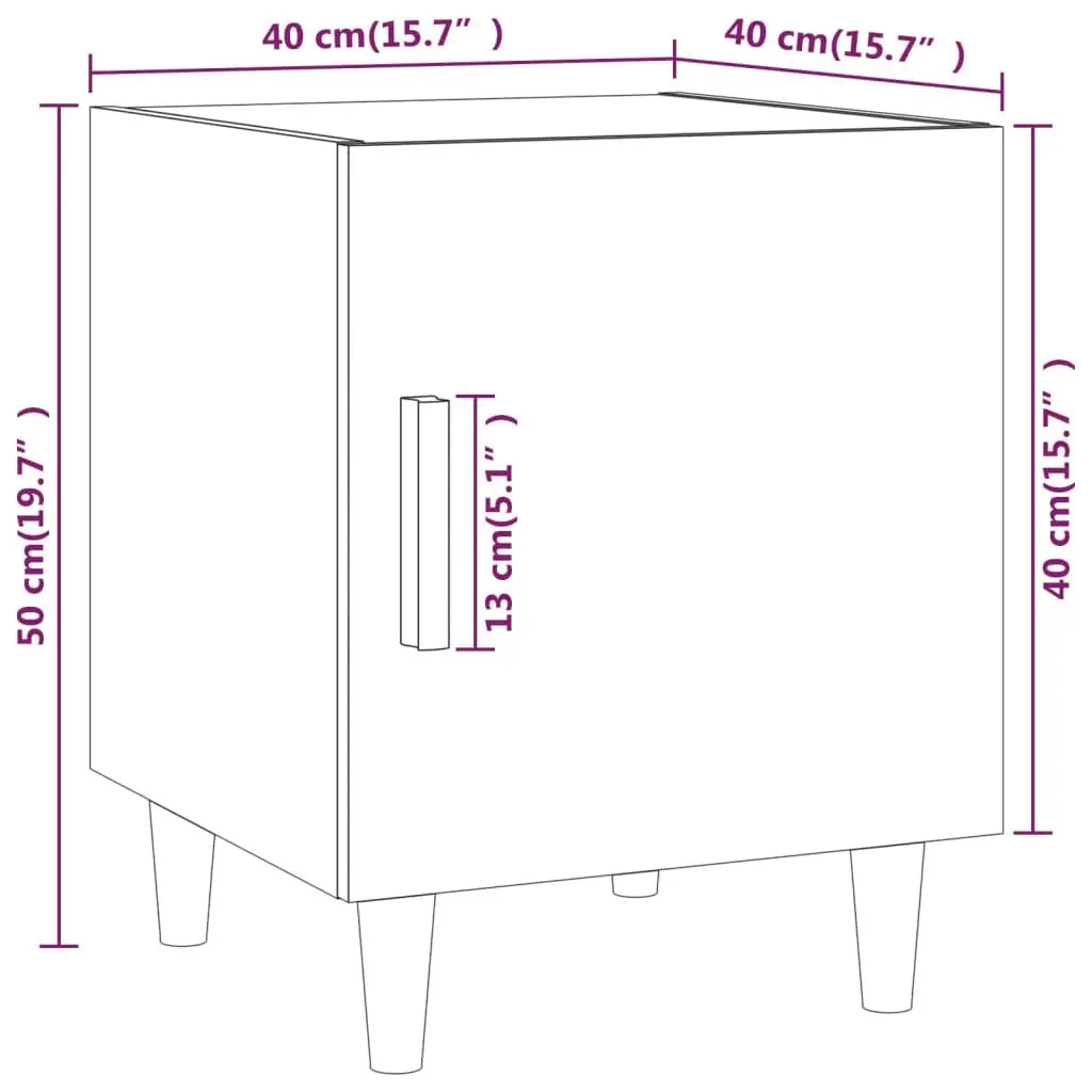 Bedside Cabinets 2 pcs High Gloss White Engineered Wood 812055