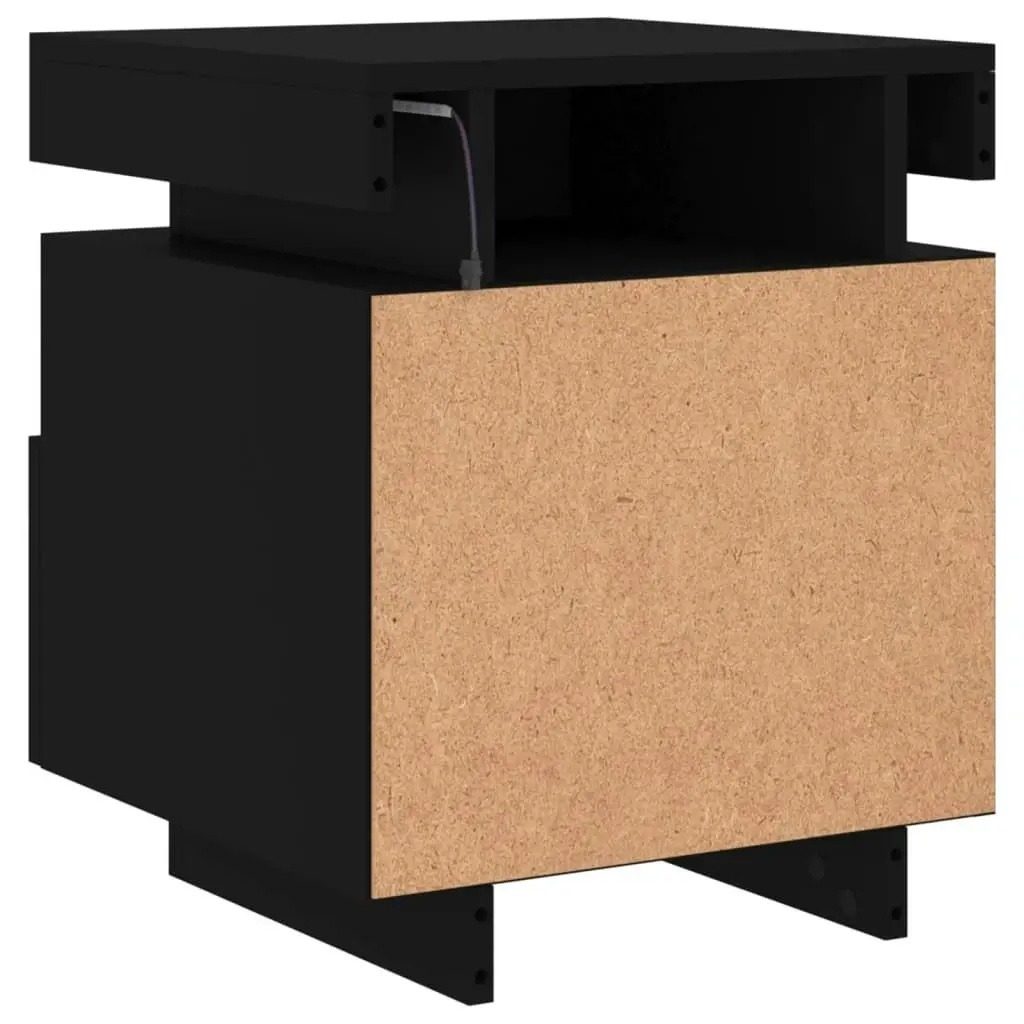 Bedside Cabinets with LED Lights 2 pcs Black 40x39x48.5 cm 836787