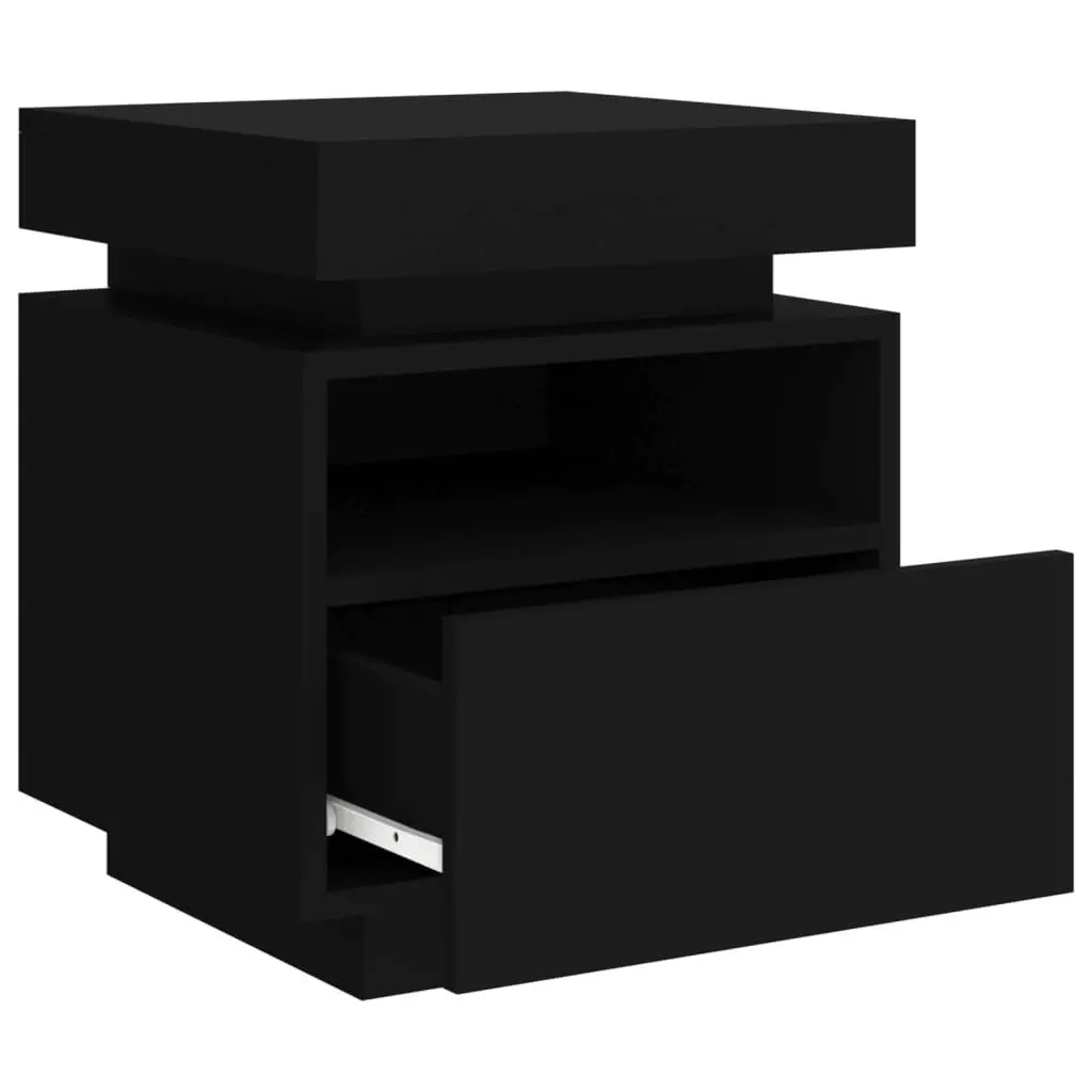 Bedside Cabinets with LED Lights 2 pcs Black 40x39x48.5 cm 836787