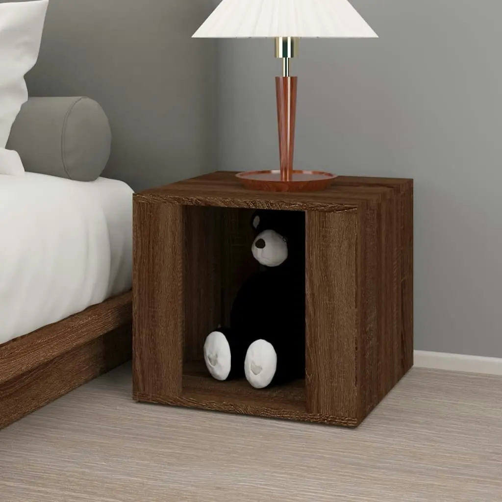 Bedside Table Brown Oak 41x40x36 cm Engineered Wood 816551