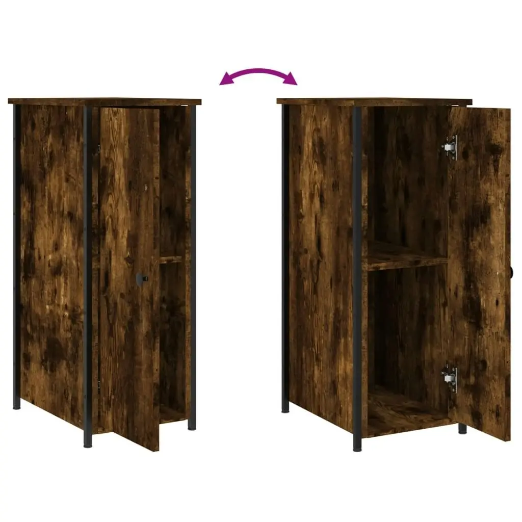 Bedside Cabinets 2 pcs Smoked Oak 32x42x80 cm Engineered Wood 825968