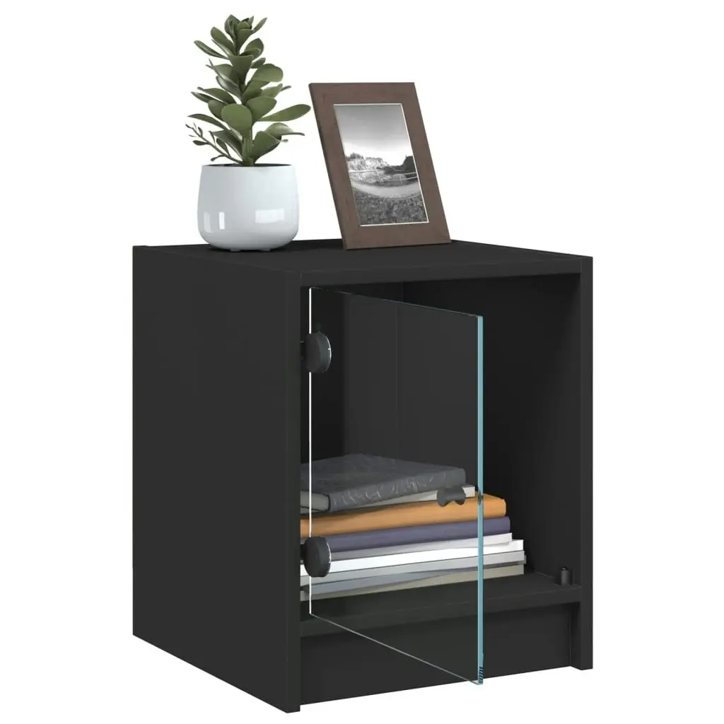 Bedside Cabinets with Glass Doors 2 pcs Black 35x37x42 cm 836346