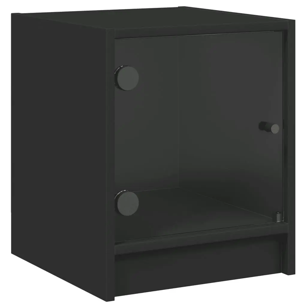 Bedside Cabinets with Glass Doors 2 pcs Black 35x37x42 cm 836346