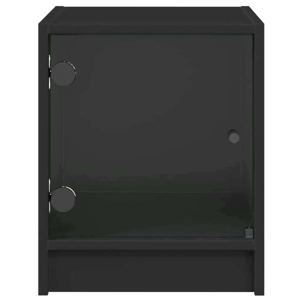 Bedside Cabinets with Glass Doors 2 pcs Black 35x37x42 cm 836346