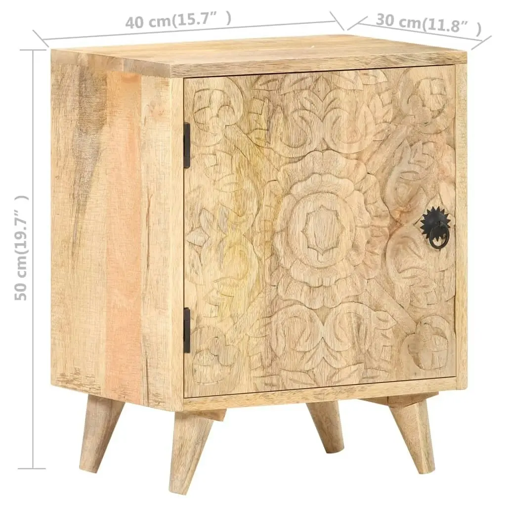 Carved Bedside Cabinet 40x30x50 cm Solid Mango Wood 320232