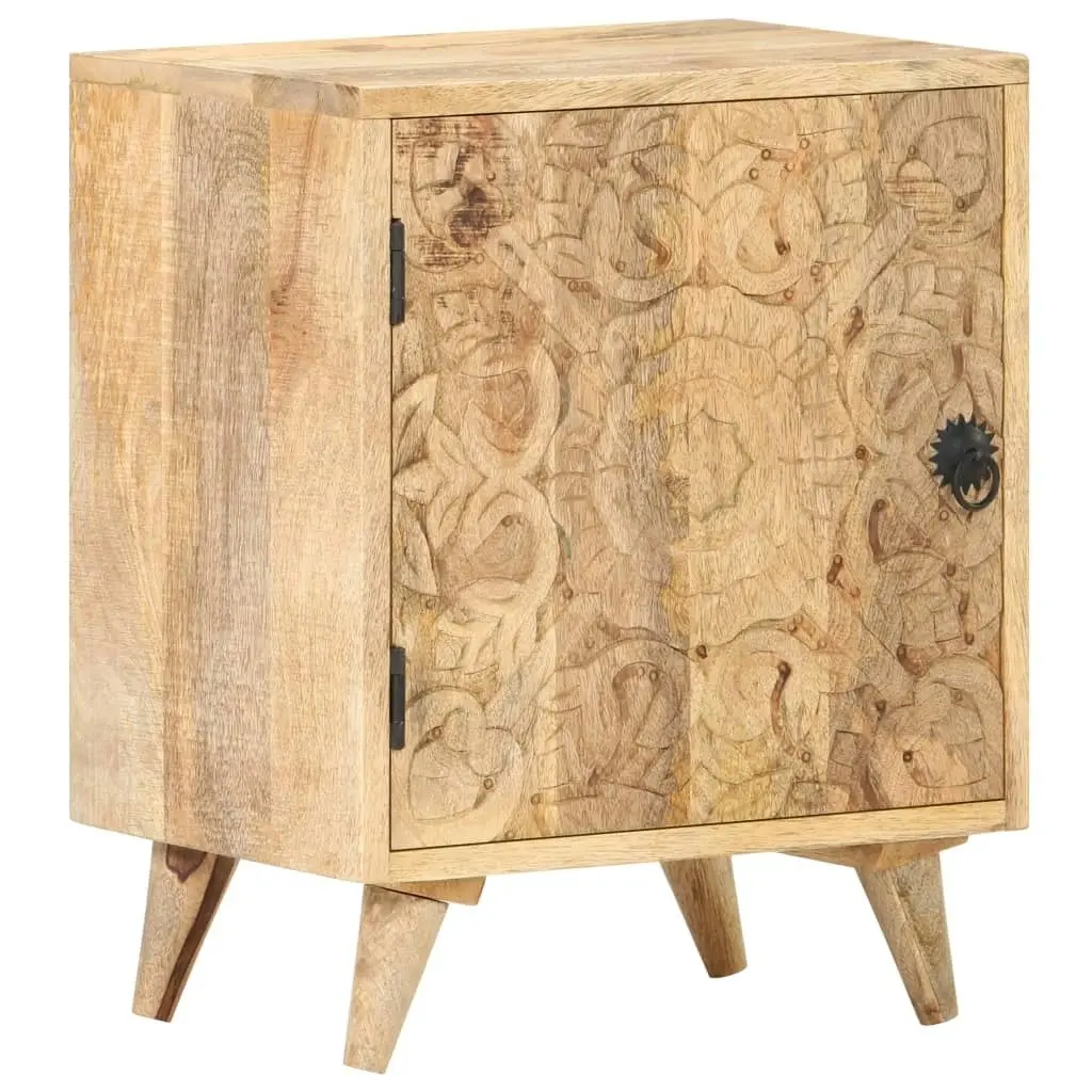 Carved Bedside Cabinet 40x30x50 cm Solid Mango Wood 320232