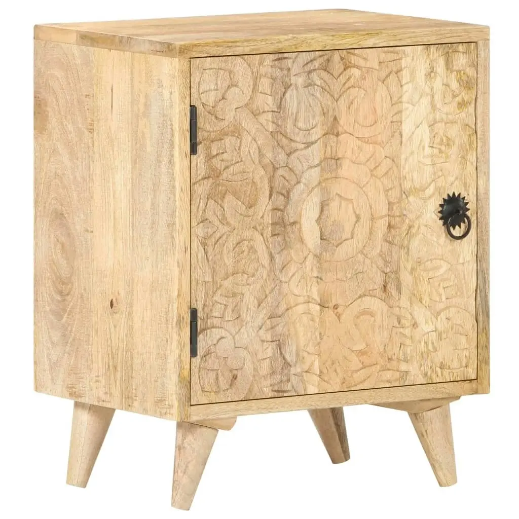 Carved Bedside Cabinet 40x30x50 cm Solid Mango Wood 320232