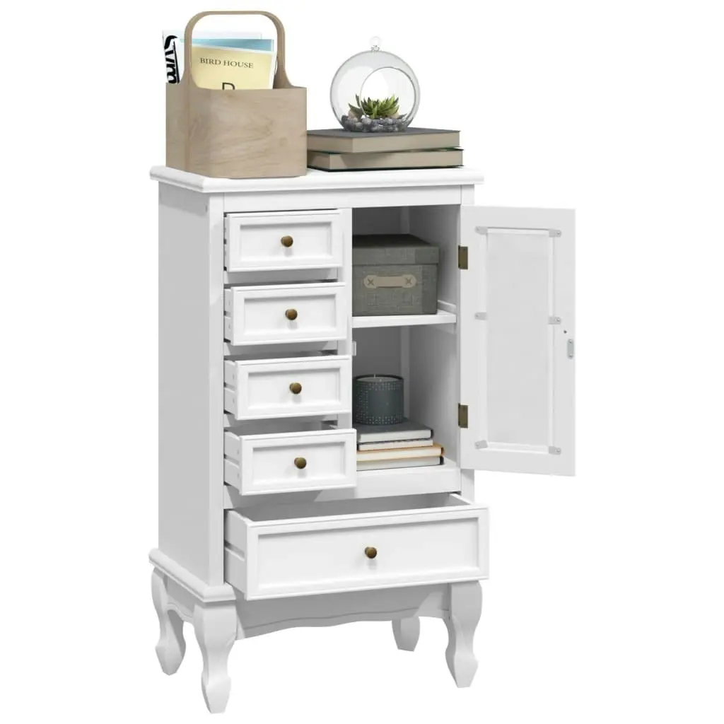 Cabinet with 5 Drawers 2 Shelves White 241150