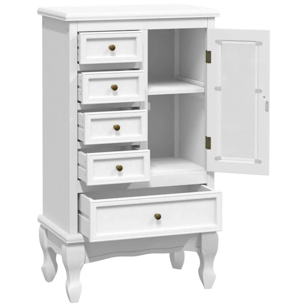 Cabinet with 5 Drawers 2 Shelves White 241150