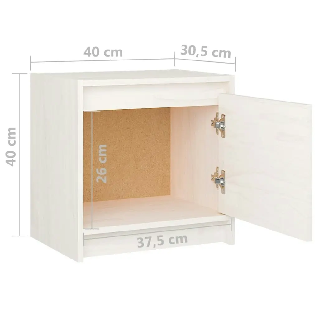 Bedside Cabinets 2 pcs White 40x30.5x40 cm Solid Pinewood 808116