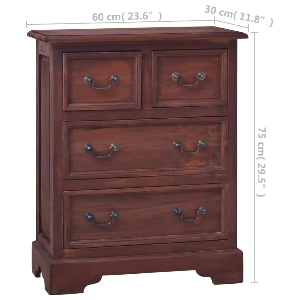 Chest of Drawers Classical Brown Solid Mahogany Wood 288834