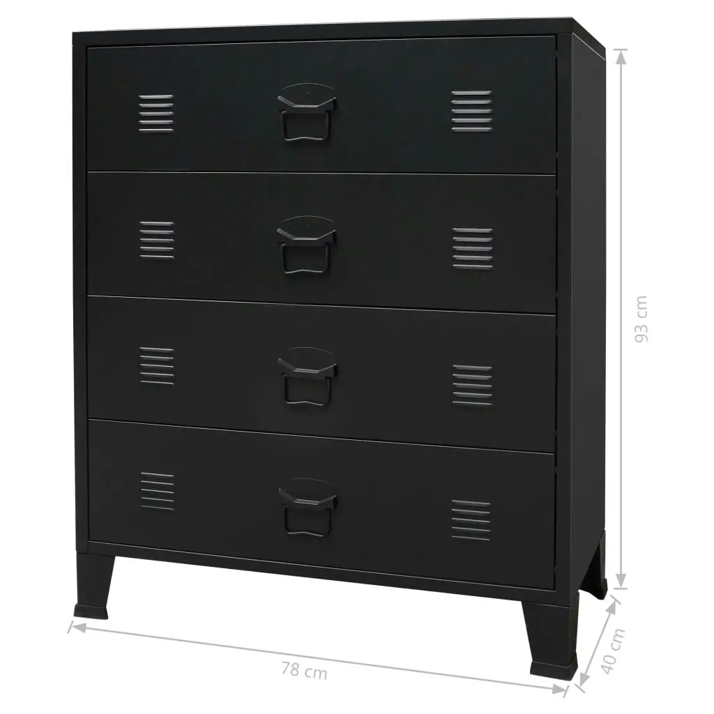 Chest of Drawers Metal Industrial Style 78x40x93 cm Black 245963