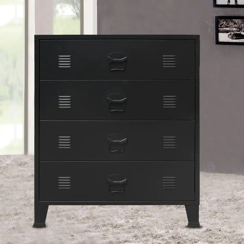 Chest of Drawers Metal Industrial Style 78x40x93 cm Black 245963