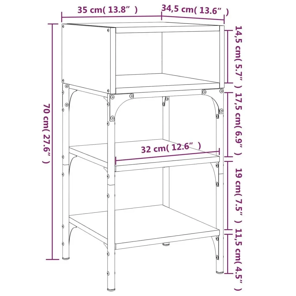 Bedside Tables 2 pcs Sonoma Oak 35x34.5x70 cm Engineered Wood 825886