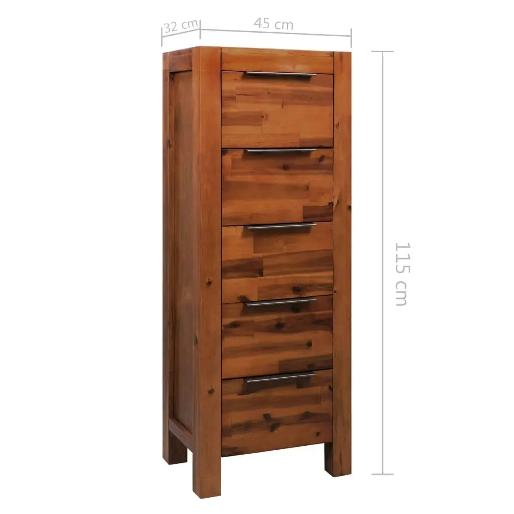 Chest of Drawers Solid Acacia Wood 45x32x115 cm 245190