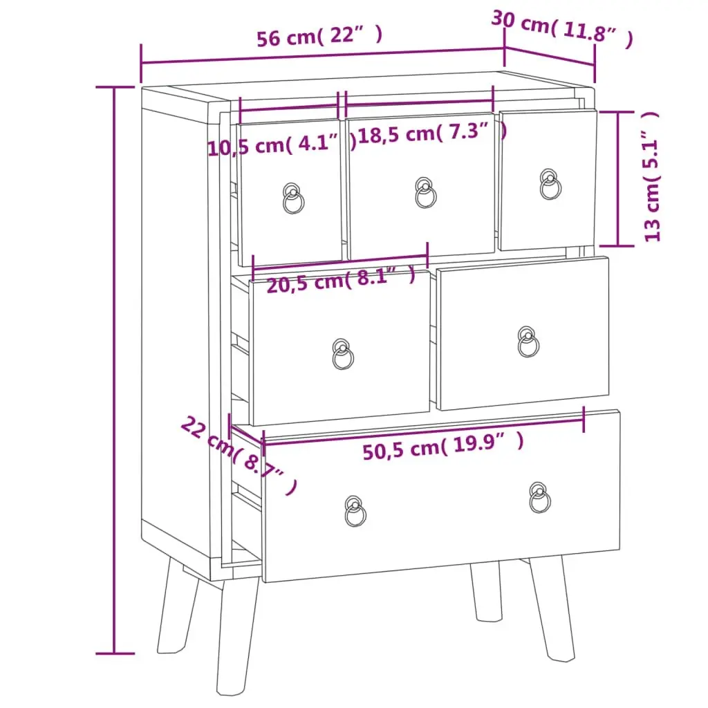 Chest of Drawers 56x30x80 cm Solid Wood Teak 340737