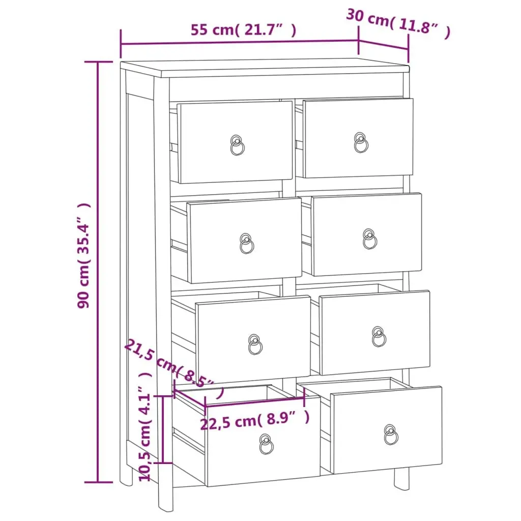 Chest of Drawers 55x30x90 cm Solid Wood Teak 340740