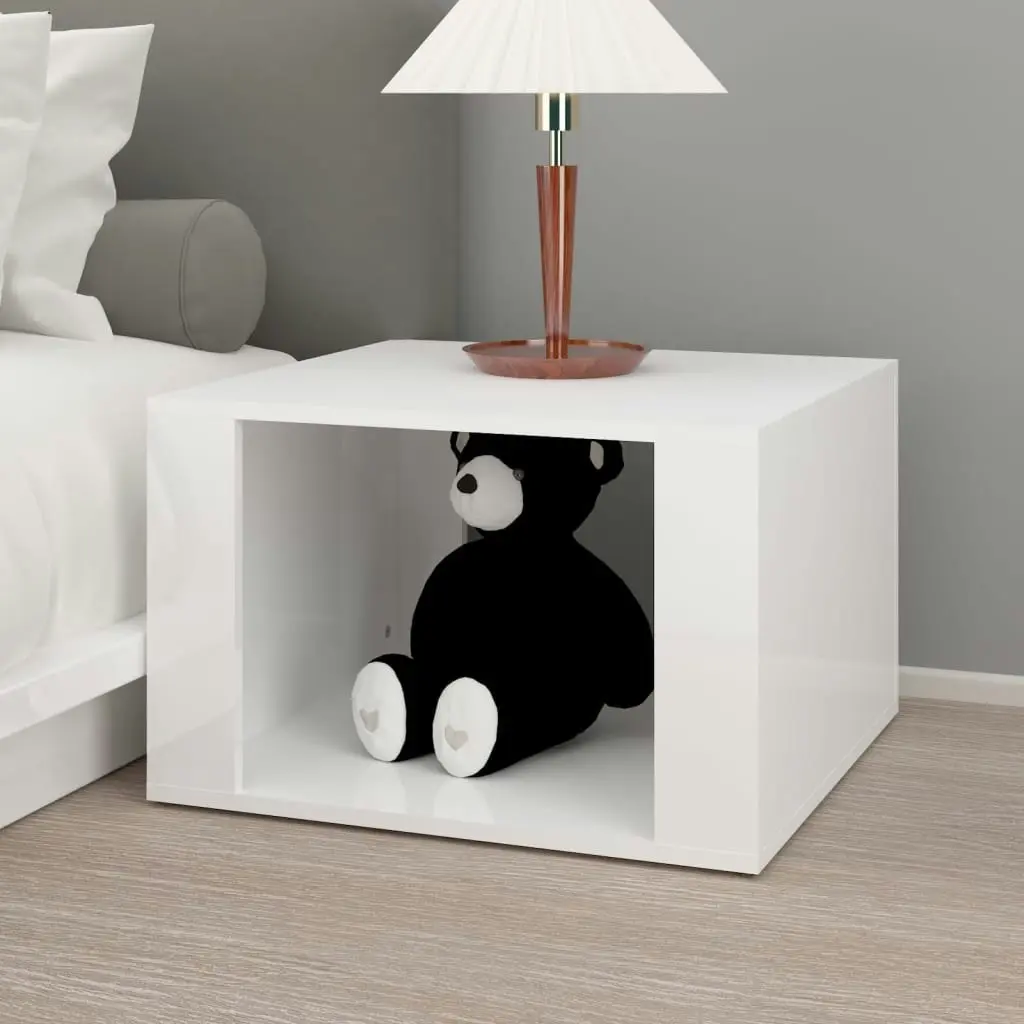 Bedside Table High Gloss White 57x55x36 cm Engineered Wood 816554