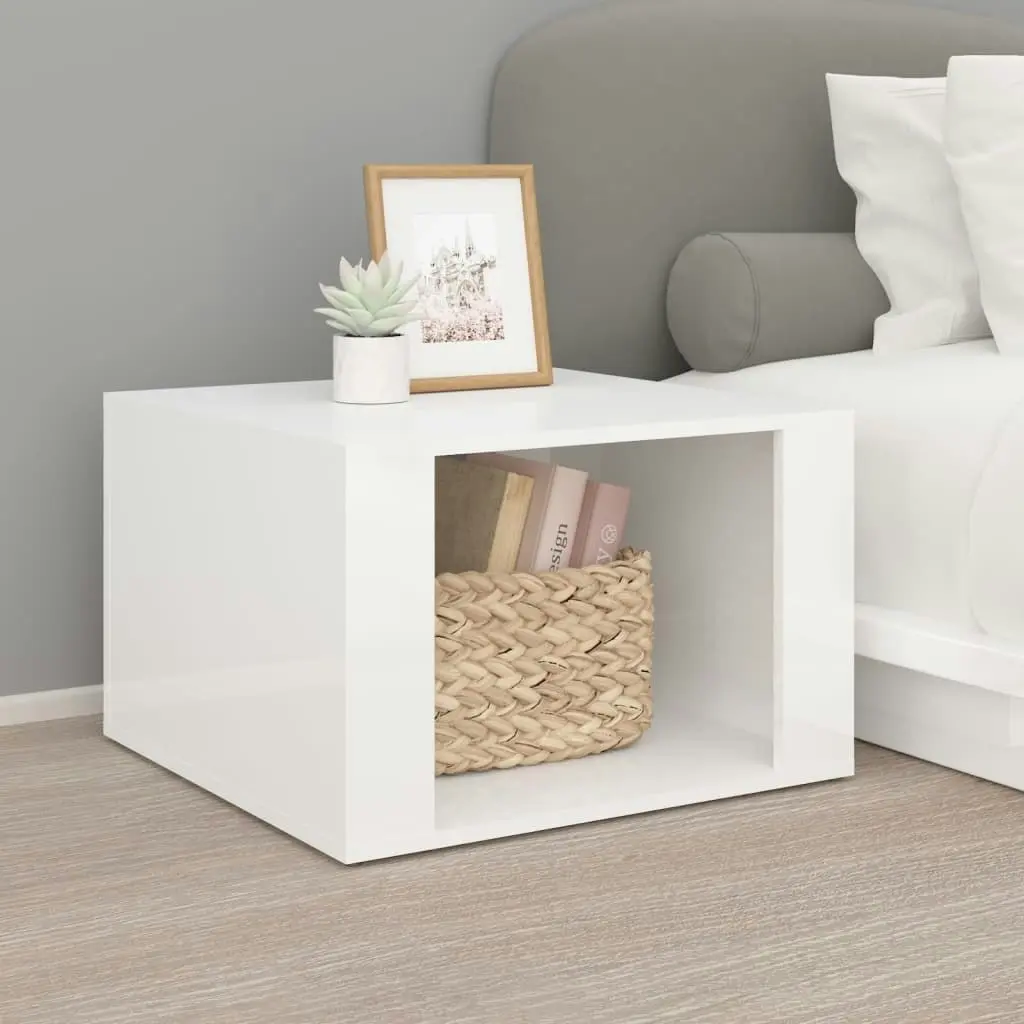 Bedside Table High Gloss White 57x55x36 cm Engineered Wood 816554