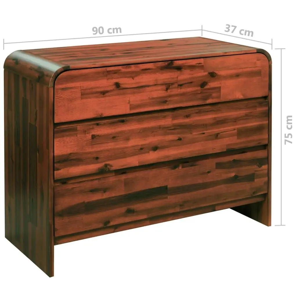 Chest of Drawers Solid Acacia Wood 90x37x75 cm 245195