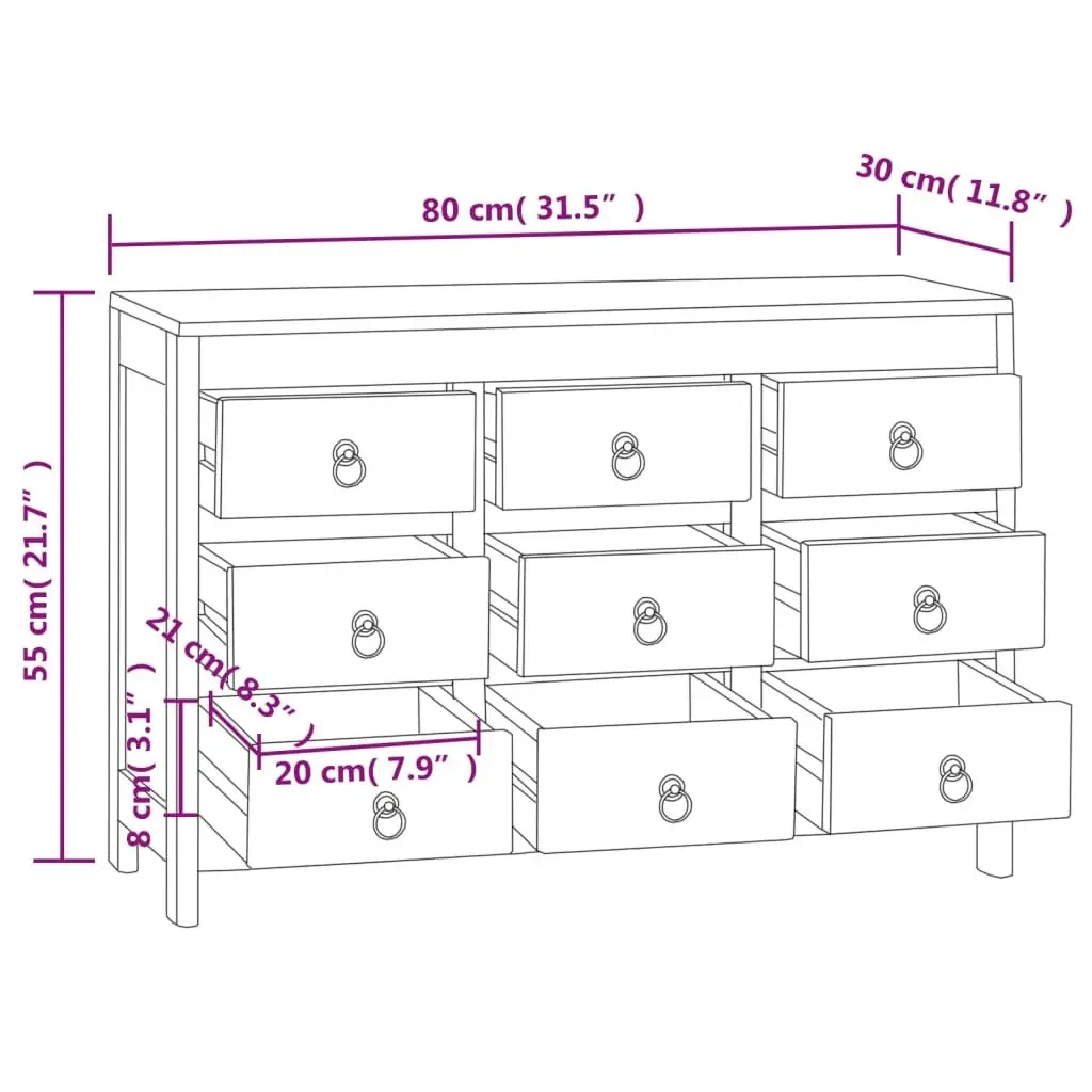 Chest of Drawers 80x30x55 cm Solid Wood Teak 340739