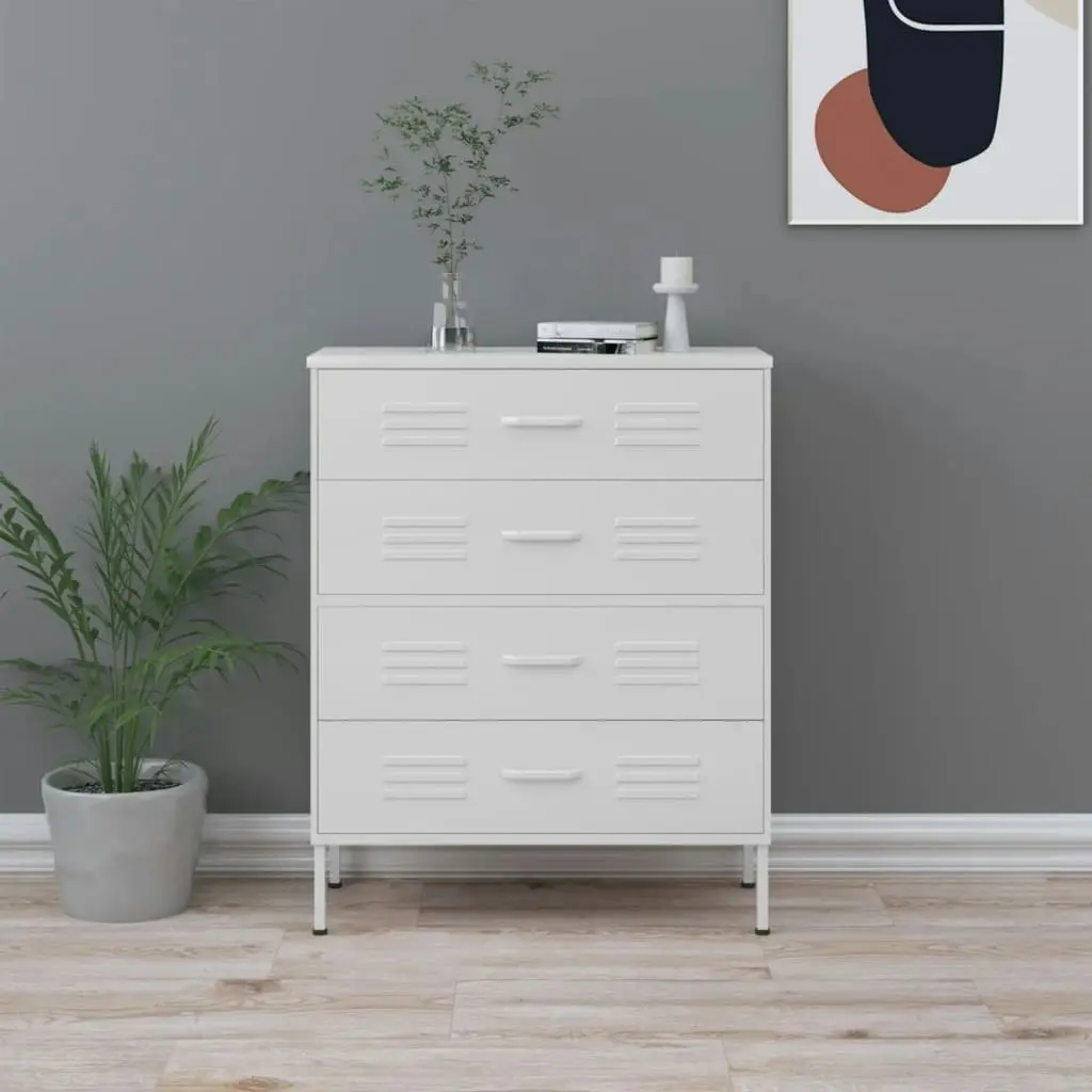 Chest of Drawers White 80x35x101.5 cm Steel 336206