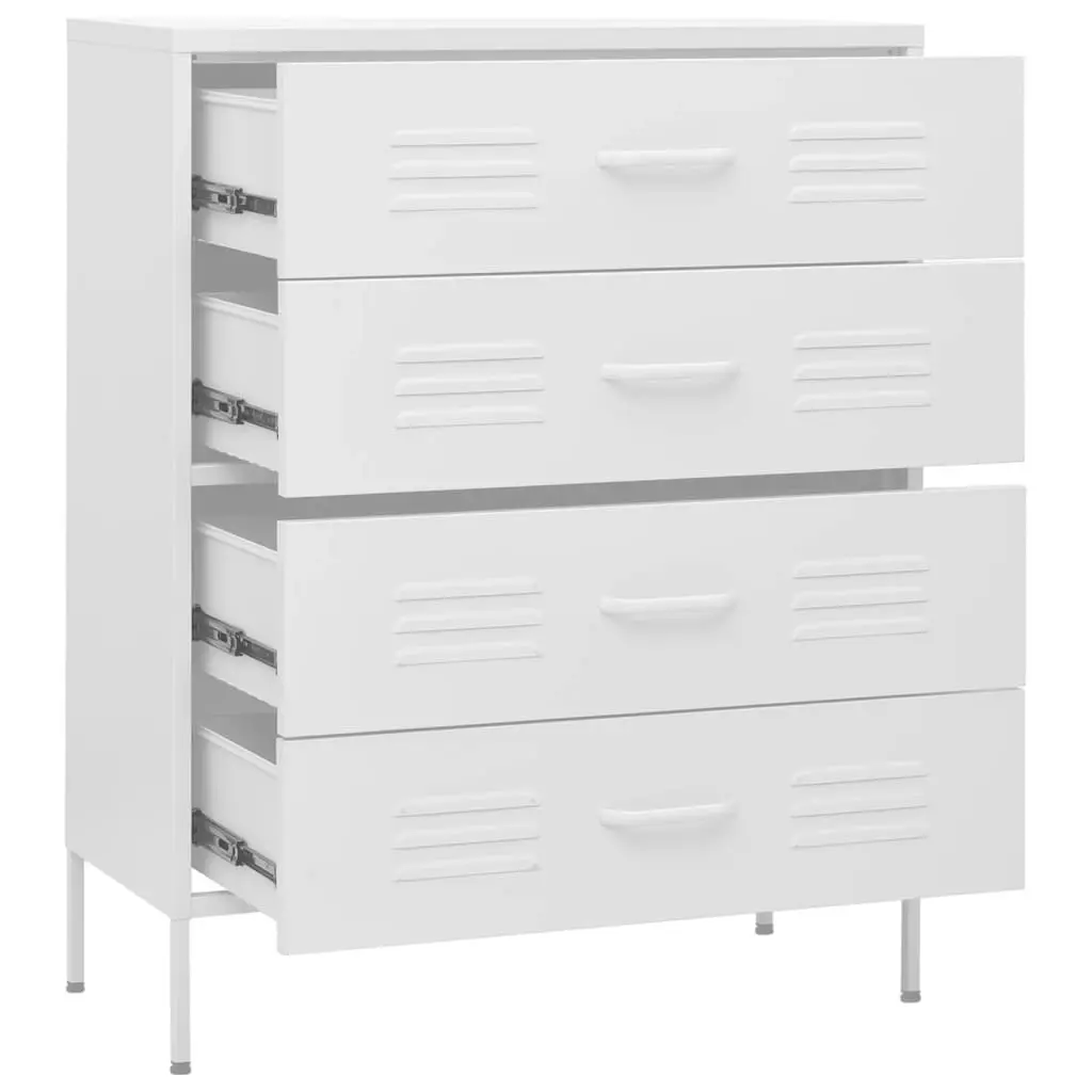 Chest of Drawers White 80x35x101.5 cm Steel 336206