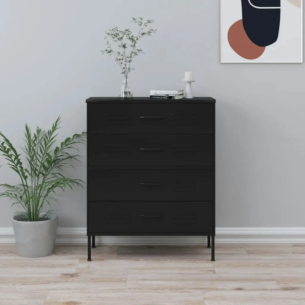 Chest of Drawers Black 80x35x101.5 cm Steel 336205