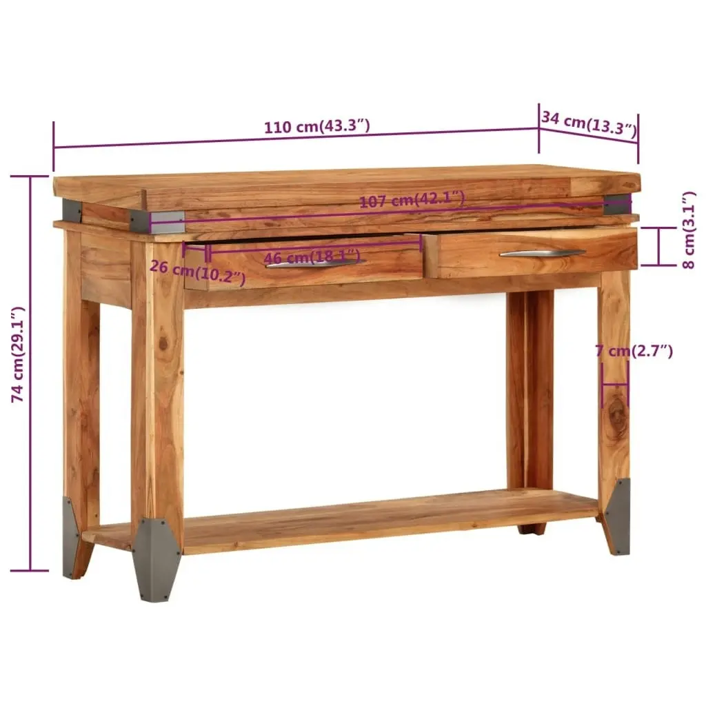 Console Table 110x34x74 cm Solid Wood Acacia 338469