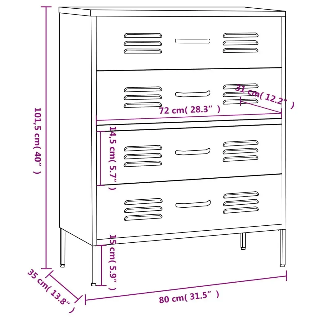 Chest of Drawers Anthracite 80x35x101.5 cm Steel 336204