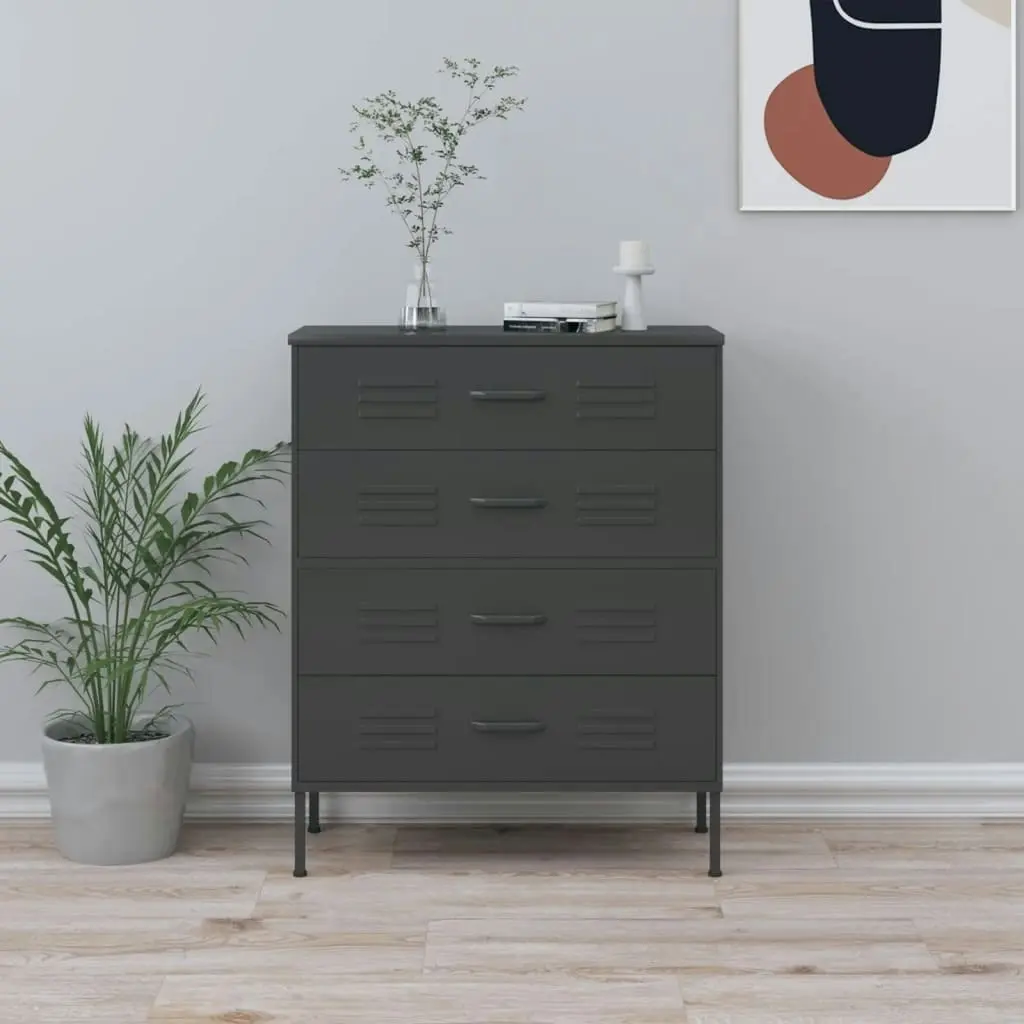 Chest of Drawers Anthracite 80x35x101.5 cm Steel 336204