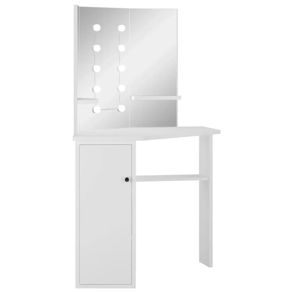 Corner Dressing Table Make-up Table with LED Light White 288450