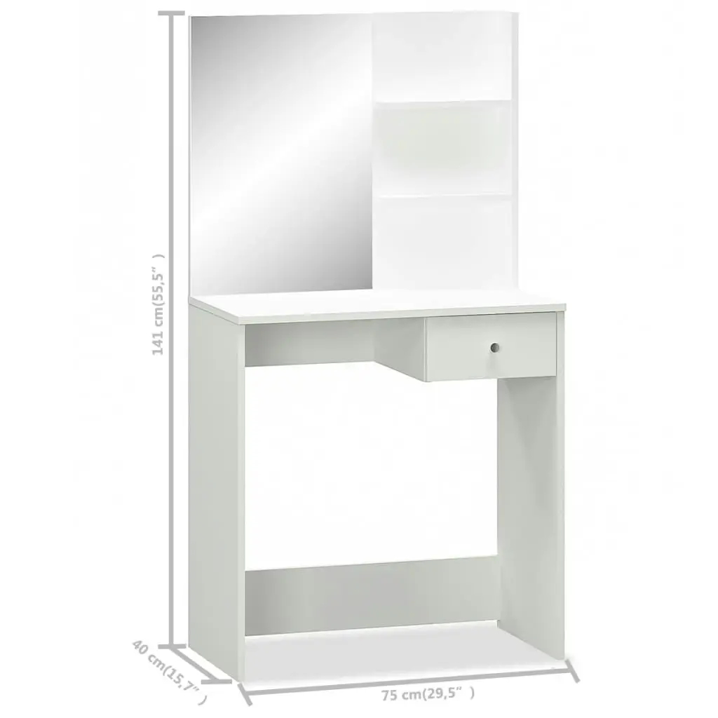 Dressing Table Engineered Wood 75x40x141 cm White 244861