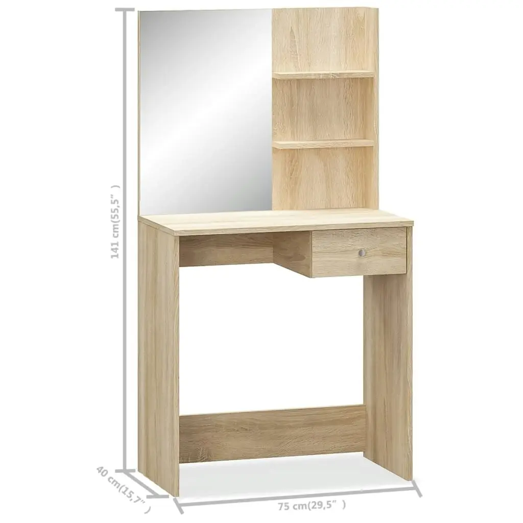 Dressing Table Engineered Wood 75x40x141 cm Oak 244862