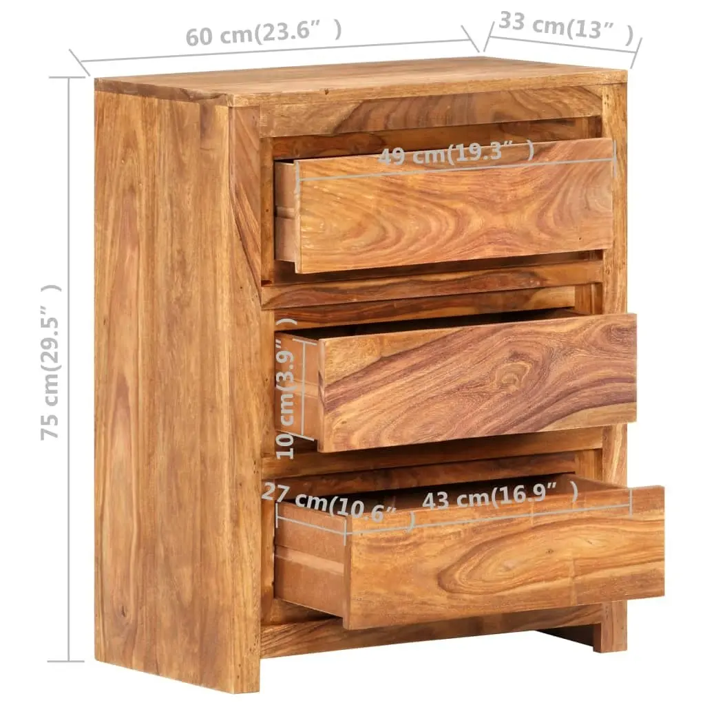 Drawer Cabinet 60x33x75 cm Solid Wood Acacia 338435