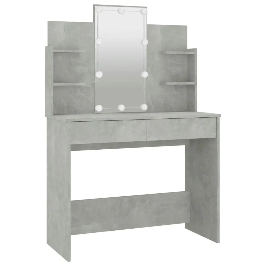 Dressing Table Set with LED Concrete Grey Engineered Wood 3114126