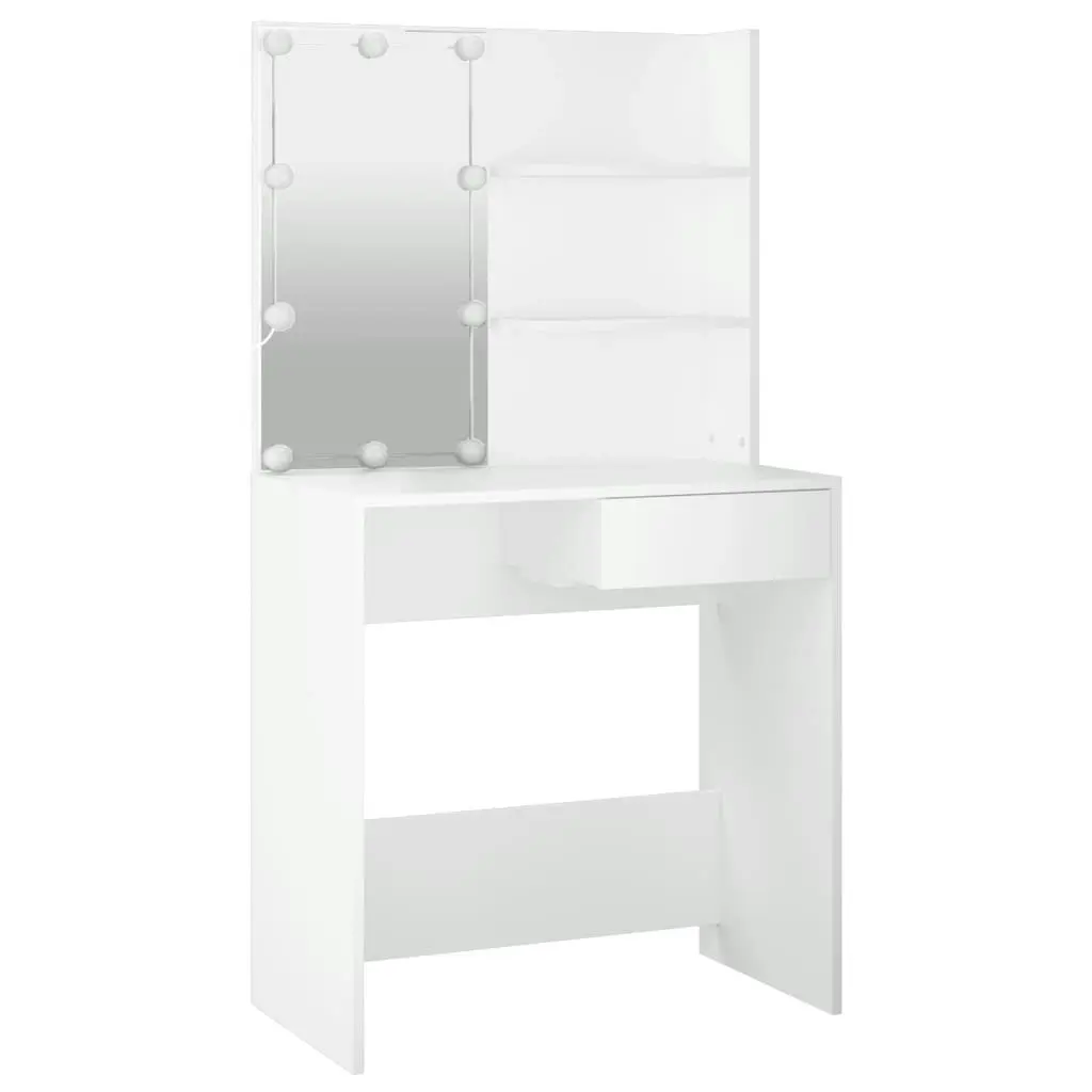 Dressing Table Set with LED White Engineered Wood 3114107