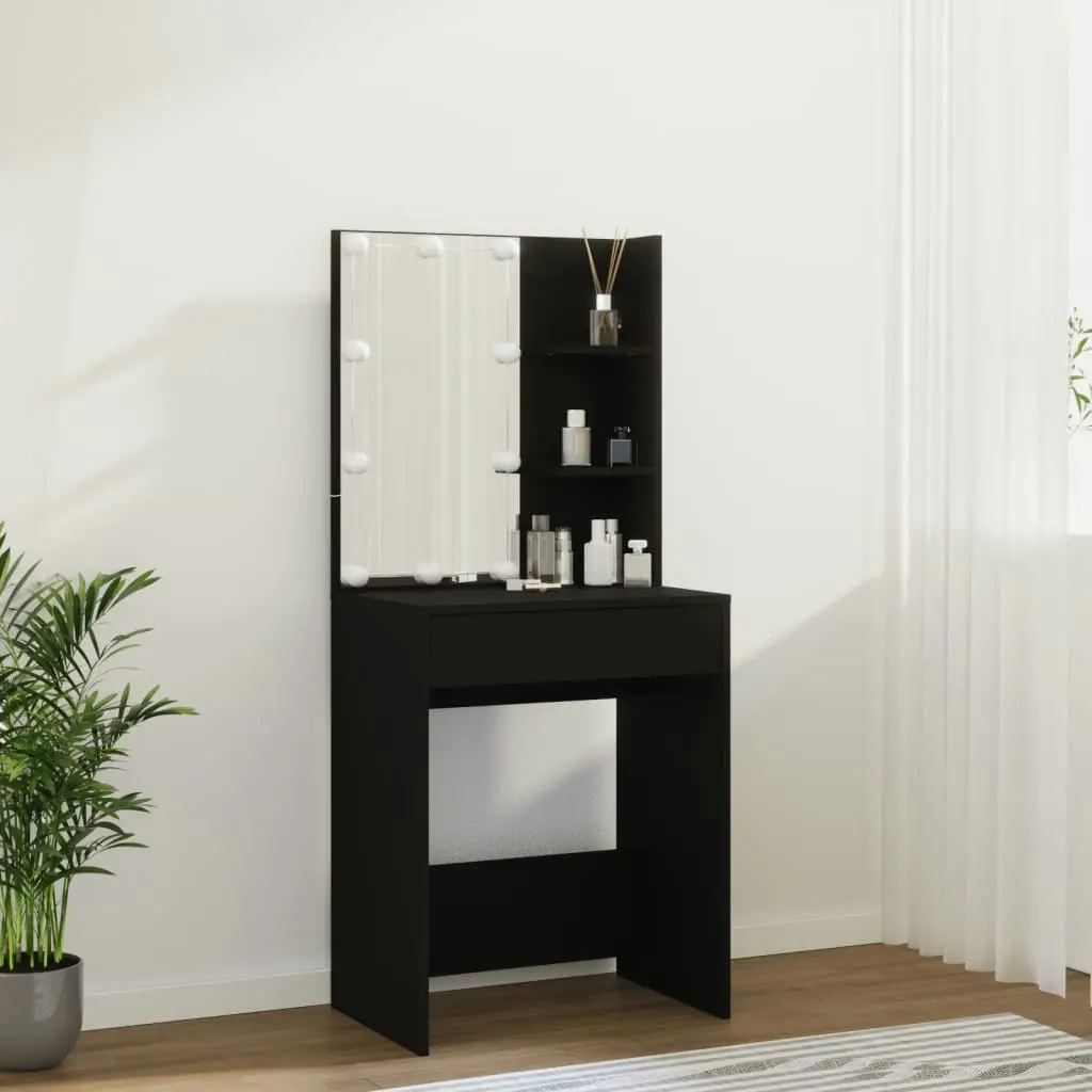 Dressing Table with LED Black 60x40x140 cm 808829