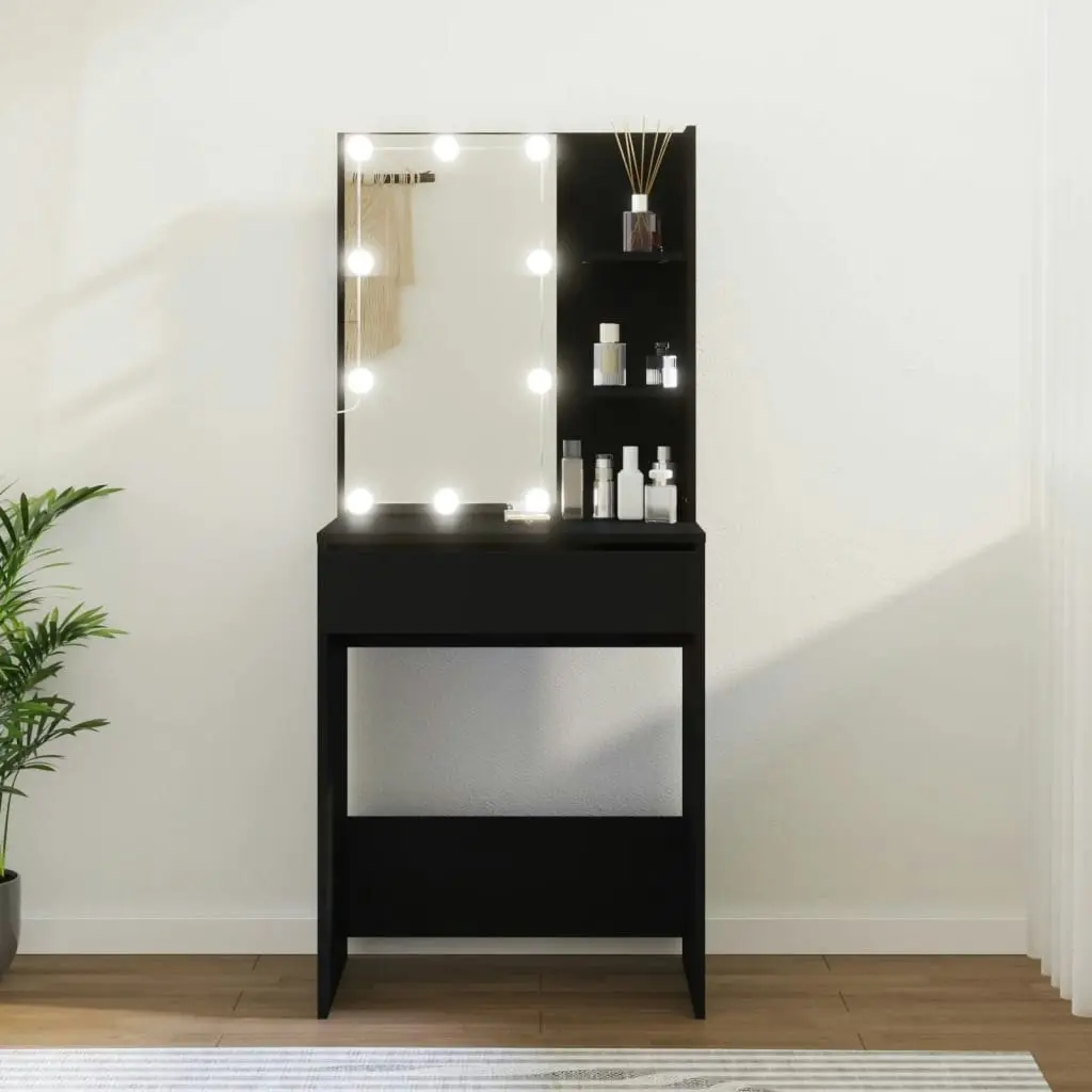 Dressing Table with LED Black 60x40x140 cm 808829