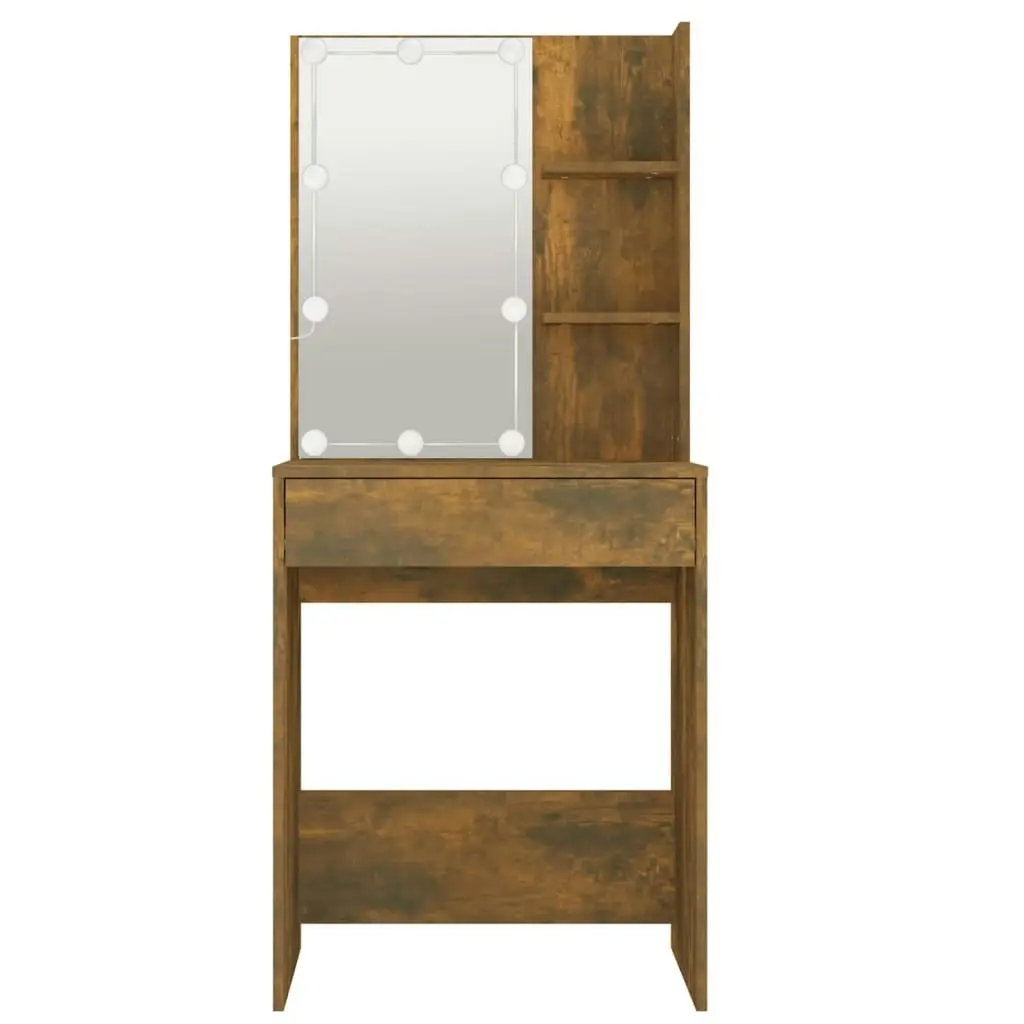 Dressing Table with LED Smoked Oak 60x40x140 cm 820442