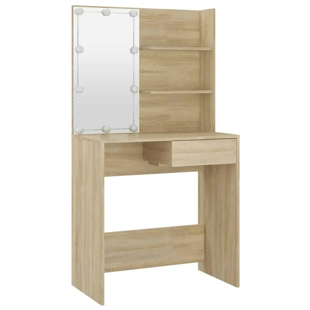 Dressing Table with LED Sonoma Oak 74.5x40x141 cm Engineered Wood 808804