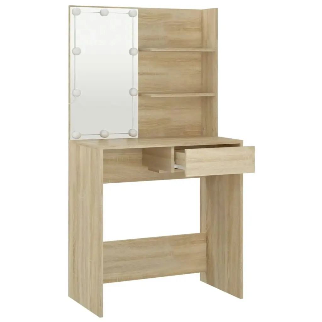 Dressing Table with LED Sonoma Oak 74.5x40x141 cm Engineered Wood 808804