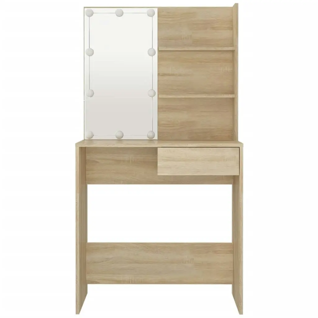 Dressing Table with LED Sonoma Oak 74.5x40x141 cm Engineered Wood 808804