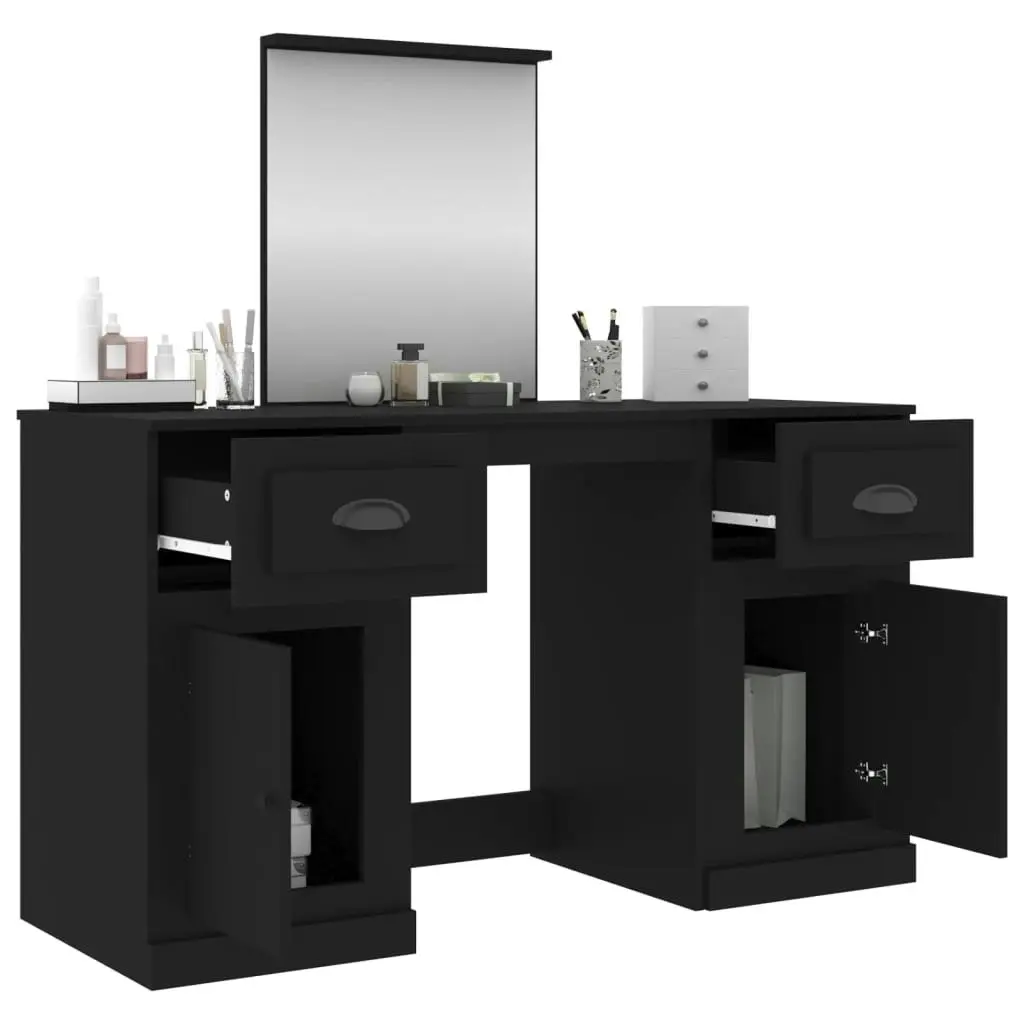 Dressing Table with Mirror Black 130x50x132.5 cm 3185336