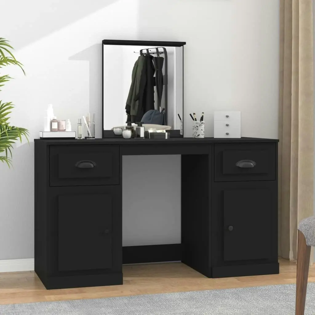 Dressing Table with Mirror Black 130x50x132.5 cm 3185336