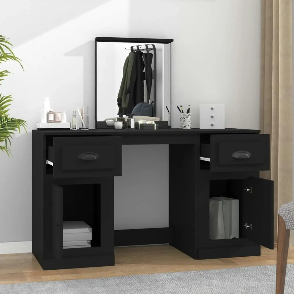 Dressing Table with Mirror Black 130x50x132.5 cm 3185336