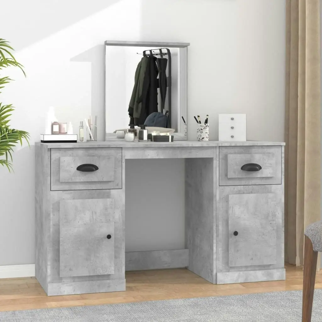 Dressing Table with Mirror Concrete Grey 130x50x132.5 cm 3185339