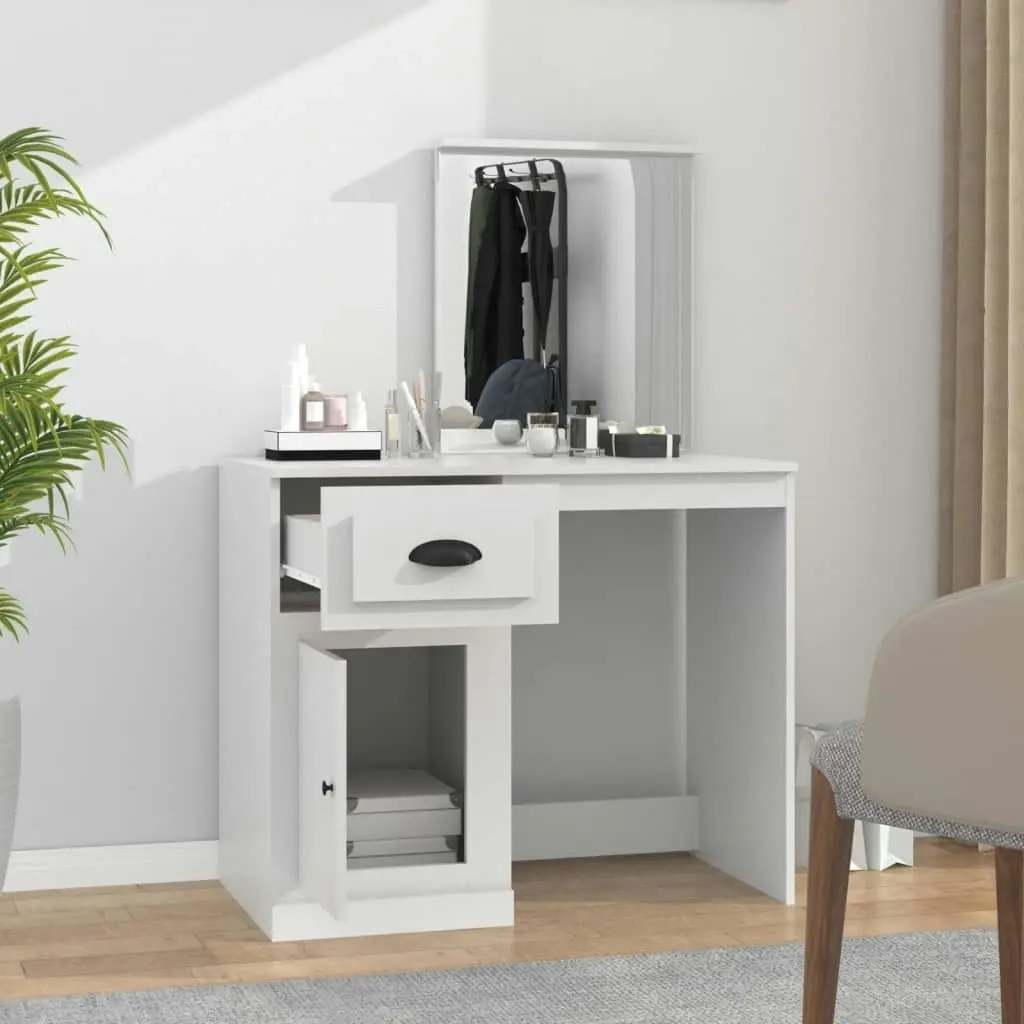 Dressing Table with Mirror White 90x50x132.5 cm Engineered Wood 816760