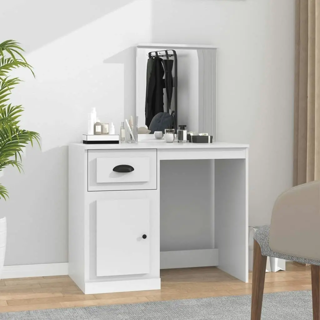 Dressing Table with Mirror White 90x50x132.5 cm Engineered Wood 816760