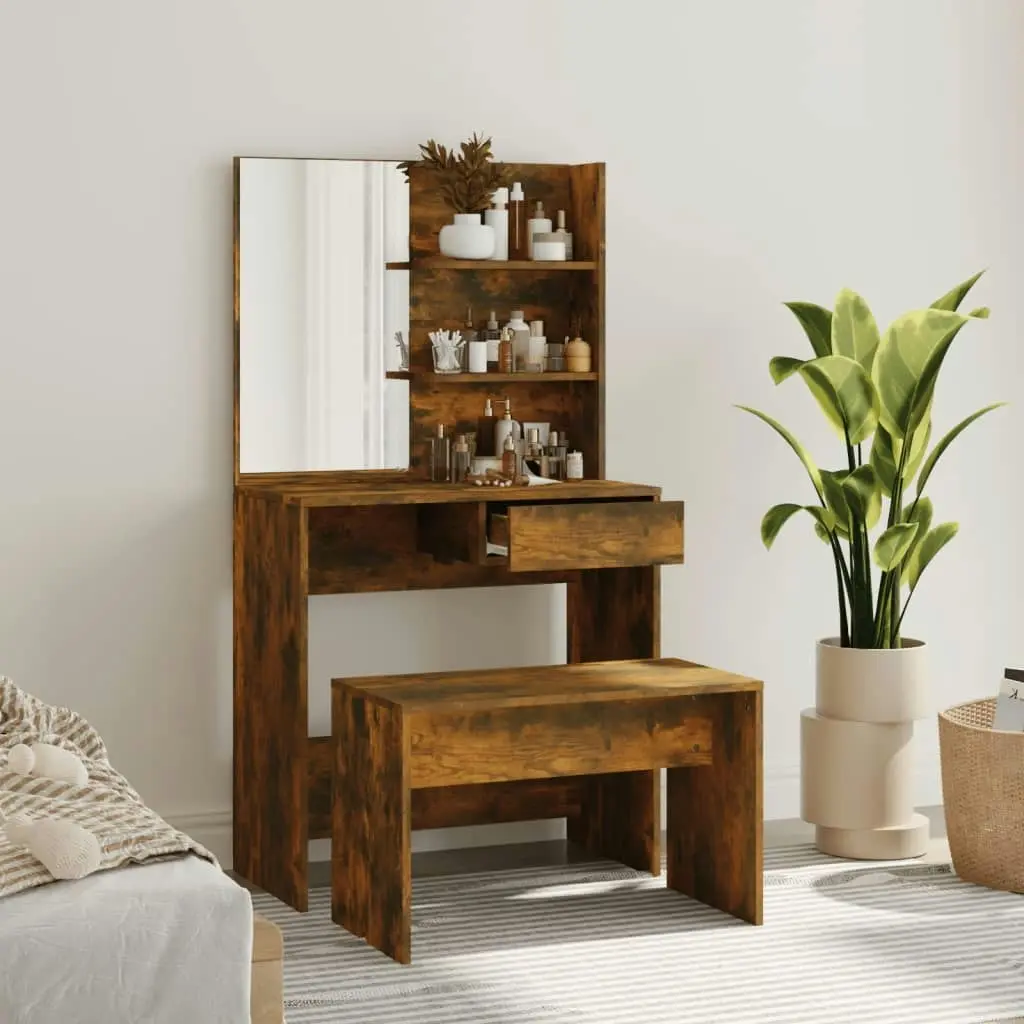 Dressing Table Set Smoked Oak 74.5x40x141 cm 3114144